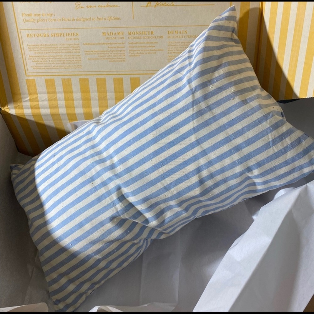 Sézane Pillow French Blue Stripes NWT